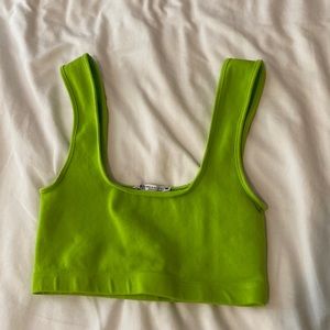 Zara Plunge Tank Top in Lime Green